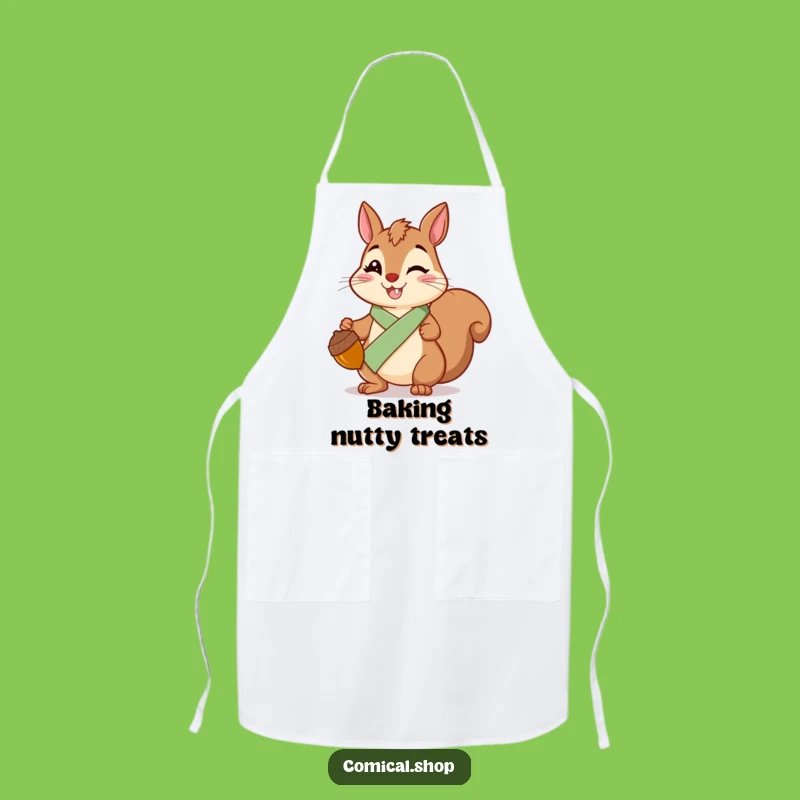 Funny Squirrel Sash Apron: Cheerful Acorn Kitchen Wear, Fun Funny Gift for Bakers