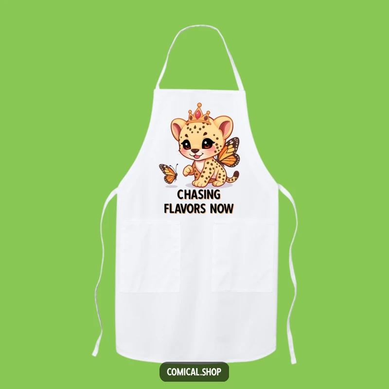 Funny Cheetah Cub Tiara Apron: Playful Baker Design, Perfect Funny Gift