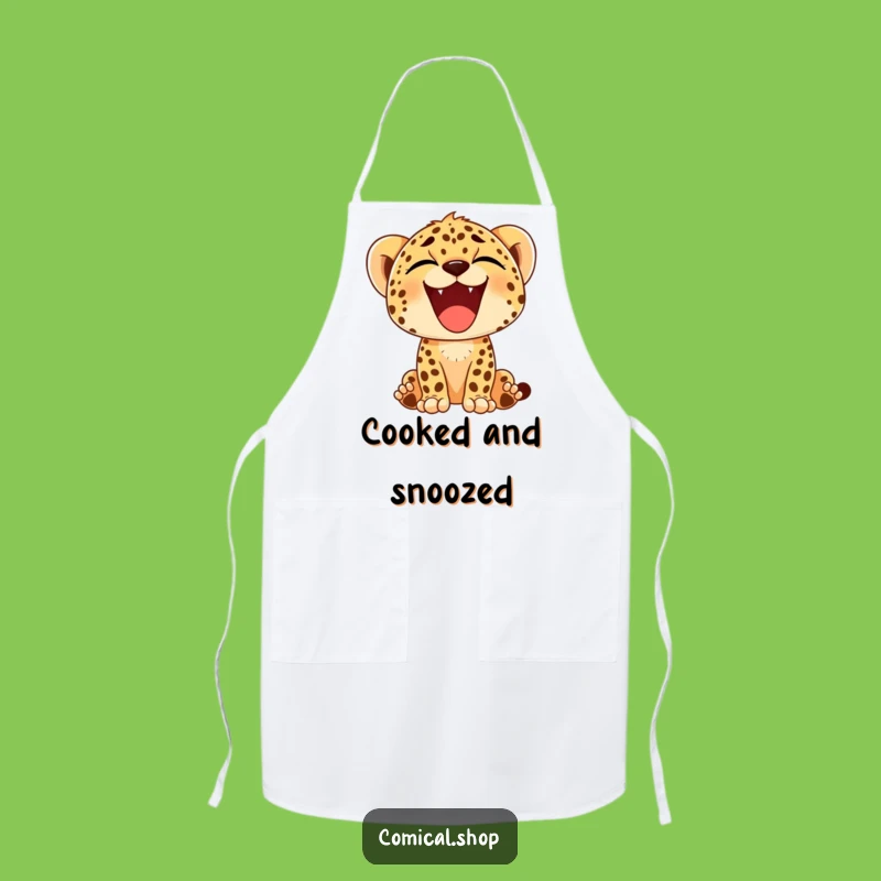 Funny Cheetah Cub Yawn Apron - Happy Chef's Big Smile