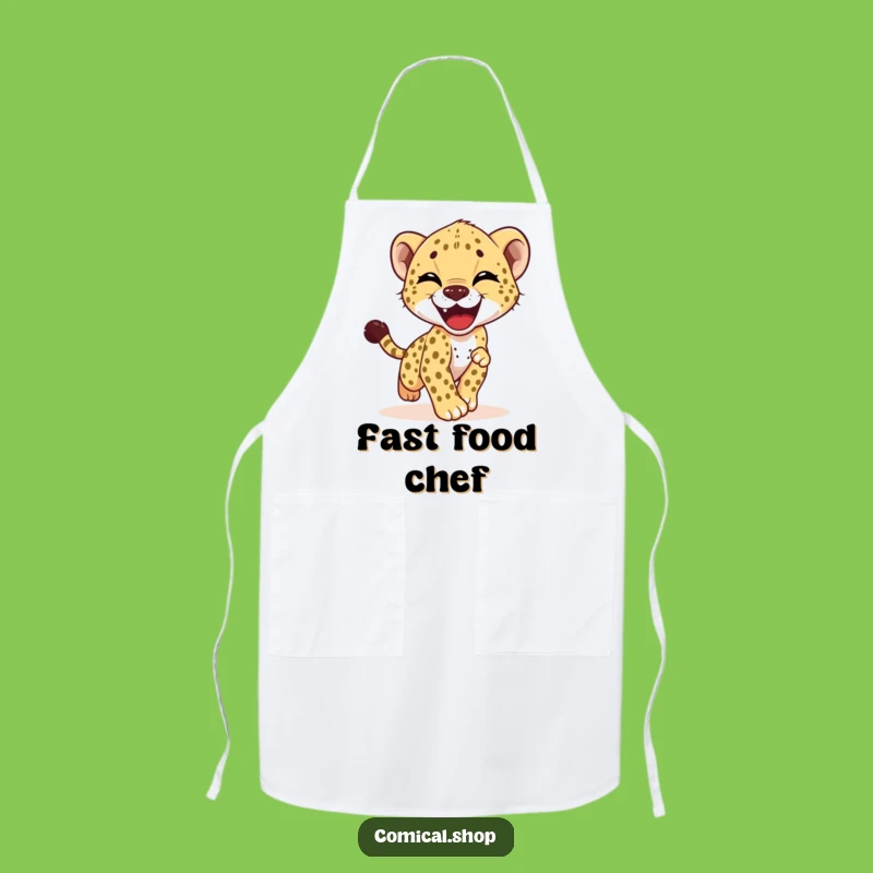 Funny Cheetah Cub Apron - Chef's Joyful Tail Chase Kitchen Fun