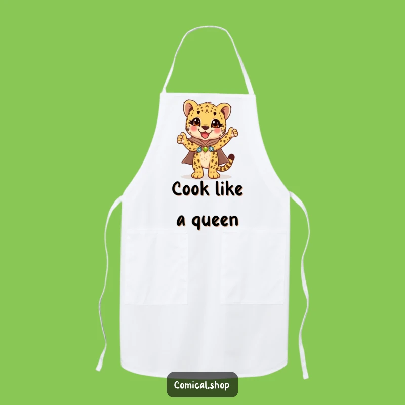 Funny Cheetah Cub Cape Apron: Triumphant Kitchen Gift for Cheetah Fans