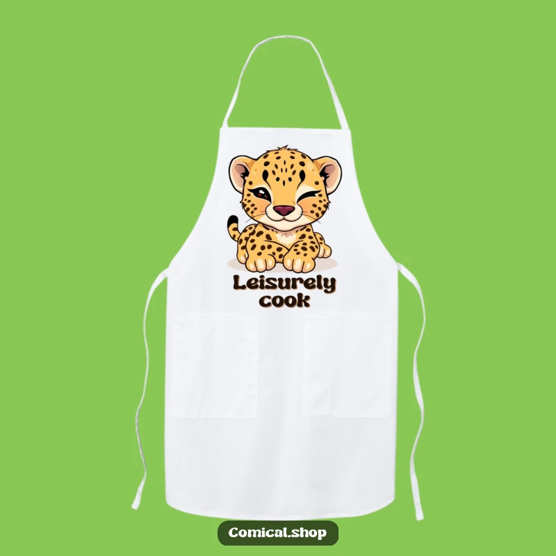 Funny Cheetah Cub Wink Apron: Cook with Cool Confidence