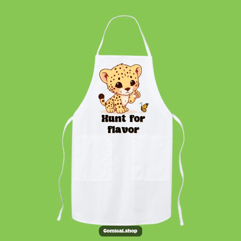 Funny Cheetah Cub Pounce Apron - Kitchen Humor for Chefs, Great Gift