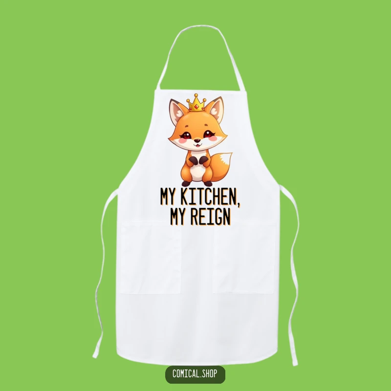 Funny Fox Crown Apron: Cute Royal Fox Kitchen Wear, Fun Funny Gift for Chefs
