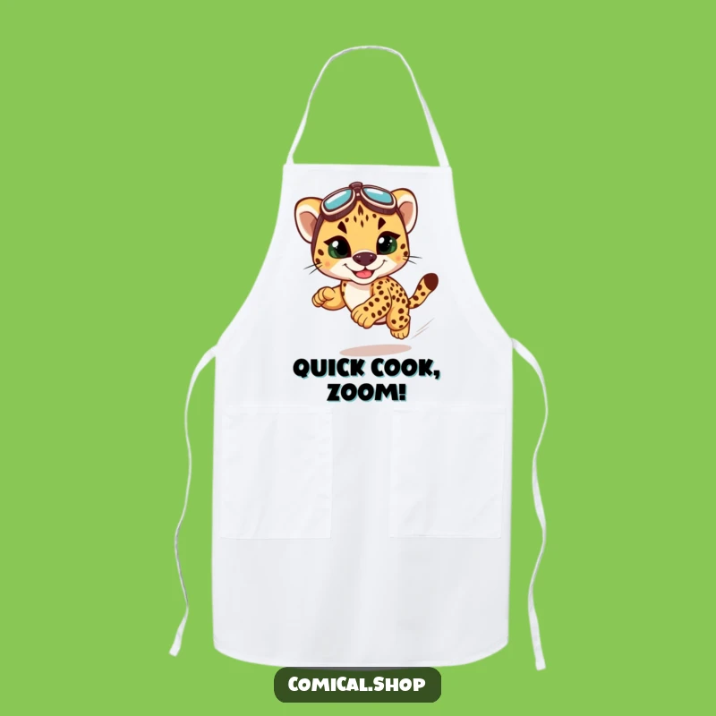 Funny Cheetah Cub Racing Apron - Cook with Speed and a Smile