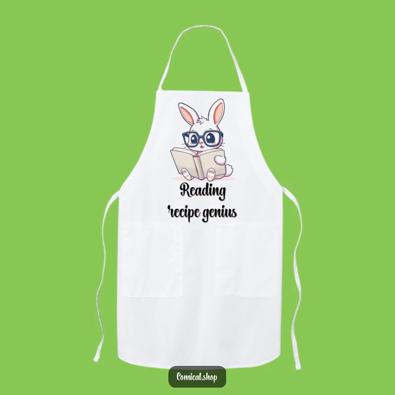 Funny Bunny Reading Apron - Chef's Glasses Bookworm Kitchen Gear, Perfect Funny Gift