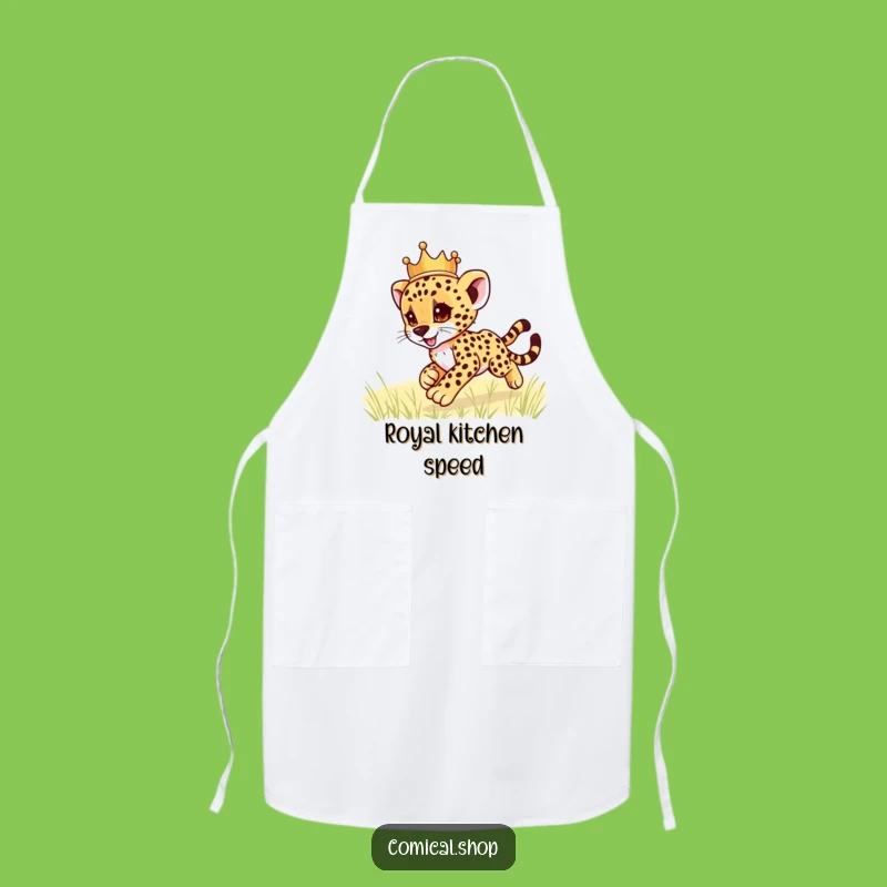 Funny Cheetah Cub Crown Apron: Royal Chef Cuteness, Perfect Funny Gift