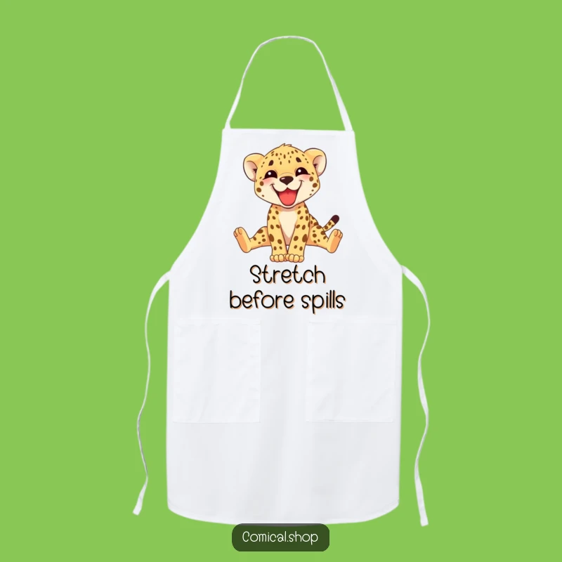 Funny Cheetah Cub Apron: Adorable Stretching Chef Gift
