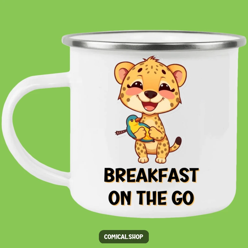 Funny Cheetah Camping Mug: Durable & Hilarious, Perfect Outdoor Funny Gift