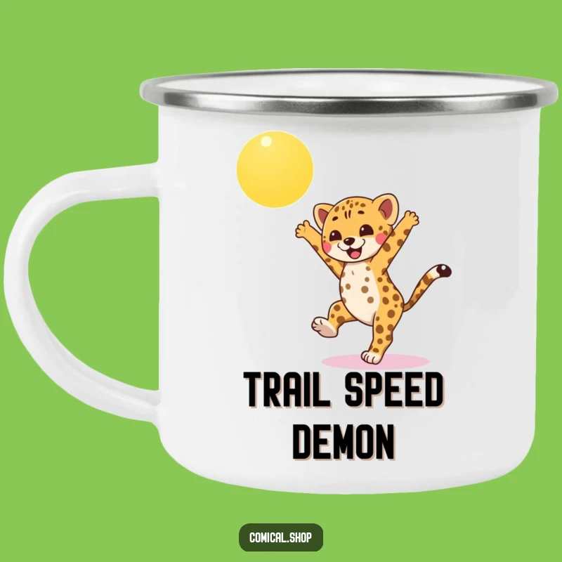 Funny Cheetah Cub Camping Mug: Adventure Fuelled by Cartwheeling Fun