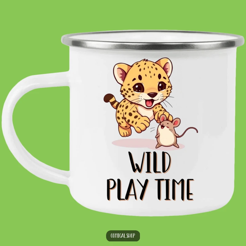 Funny Cheetah Cub Camping Mug: Sip Your Coffee with Playful Energy