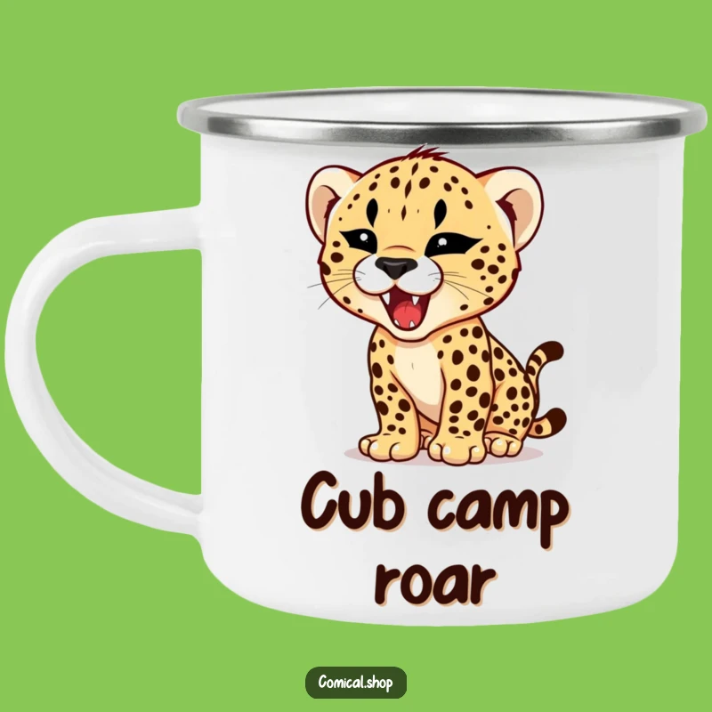 Funny Cheetah Cub Roar Camping Mug - Tiny Fierce Predator Humor Outdoors Gift