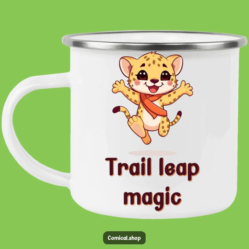 Funny Cheetah Cub Sash Camping Mug: Joyful Explorer Drinkware, Perfect Funny Gift