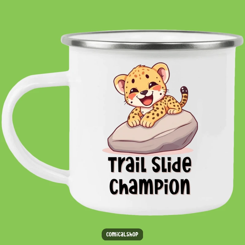 Funny Cheetah Cub Slide Camping Mug - Adventure Fuel & Smiles, Perfect Gift
