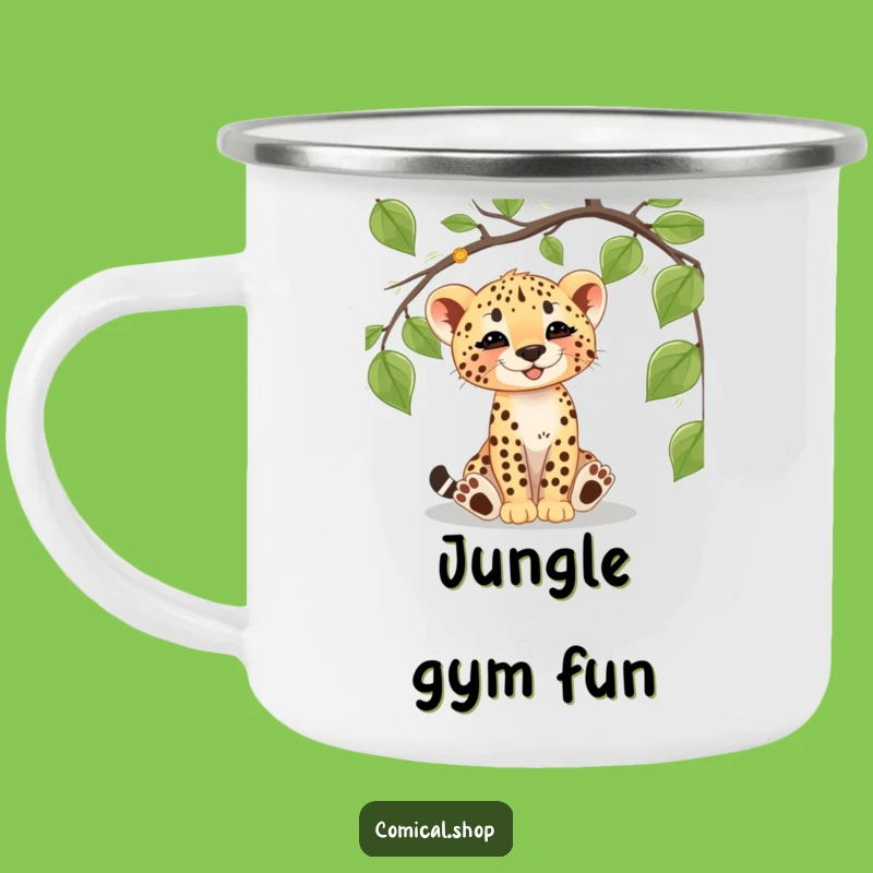 Funny Cheetah Cub Vine Camping Mug: Adventure with a Playful Twist