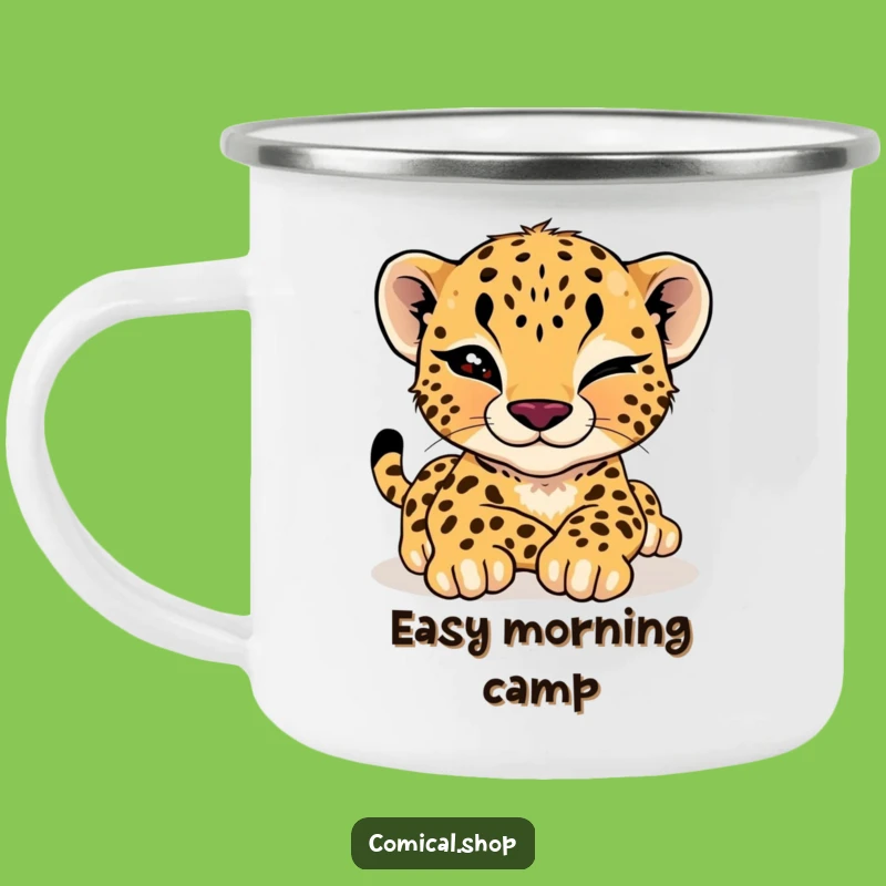 Funny Cheetah Cub Wink Camping Mug: Cool Vibes on the Go