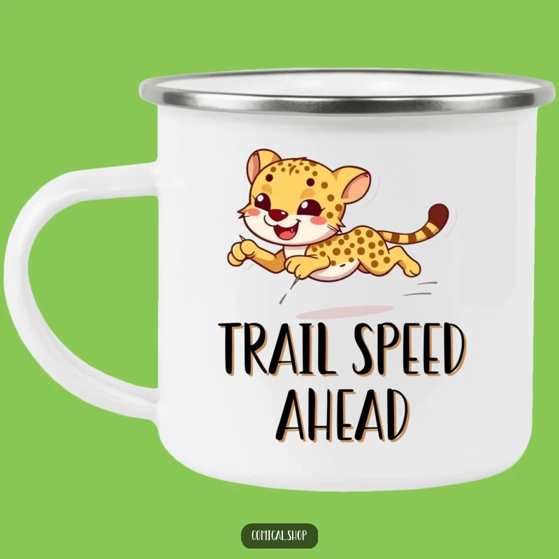 Funny Cheetah Sprint Camping Mug: Sip Your Coffee with Wild Grace