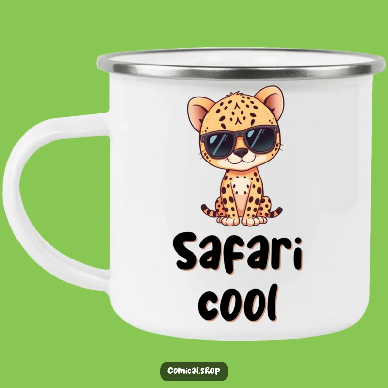 Funny Kawaii Cheetah Camping Mug: Sip Your Coffee with Cool Style