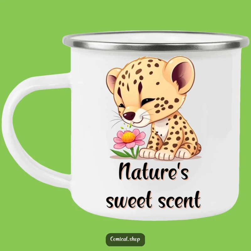 Funny Cheetah Cub Wonder Camping Mug - Explore Nature with Humor