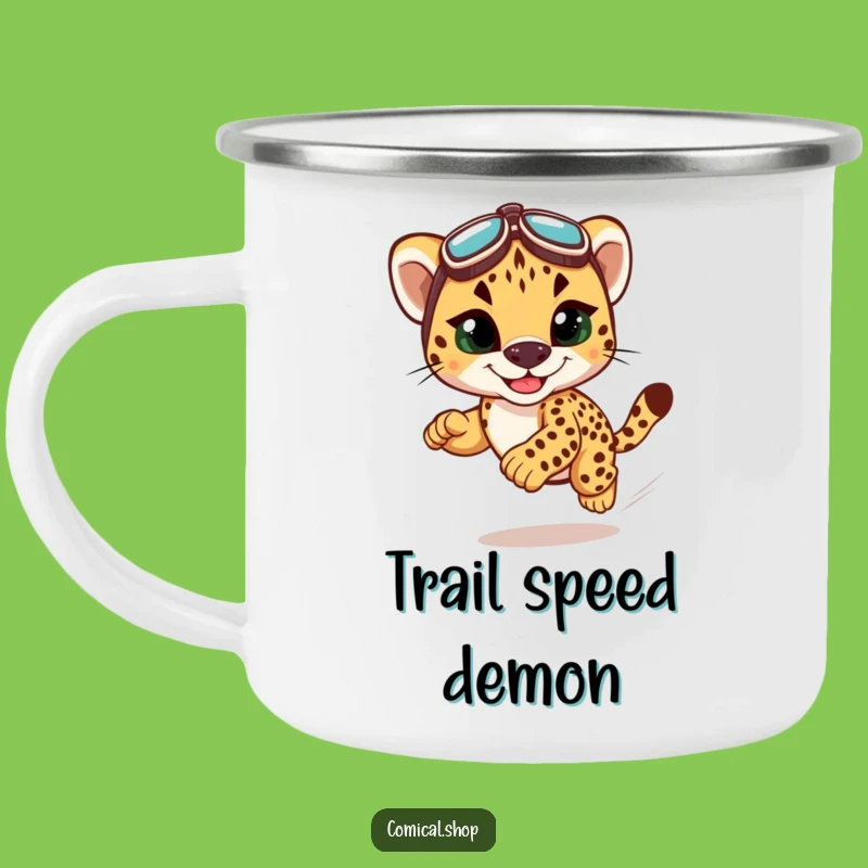 Funny Cheetah Cub Racing Camping Mug - Adventure Fuel for the Speed Demon