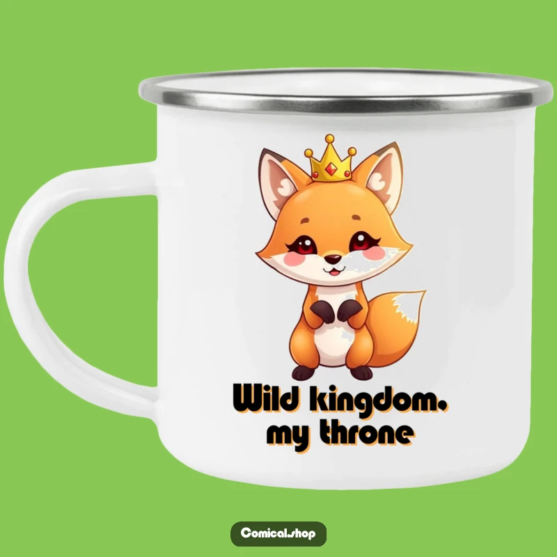 Funny Fox Crown Camping Mug: Sturdy Royal Fox Cup, Perfect Funny Gift for Outdoors