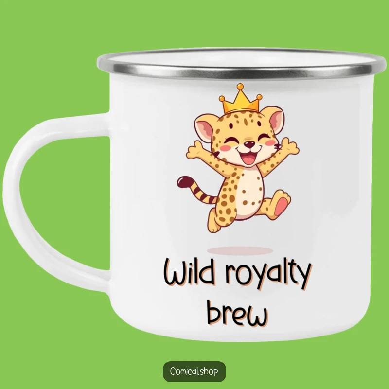 Funny Cheetah Cub Crown Camping Mug - Royal Adventure Fuel