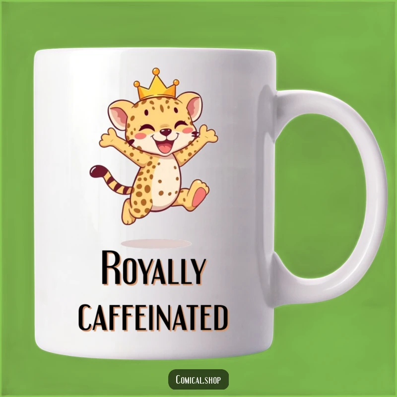 Funny Cheetah Cub Crown Mug - Joyful Leap Gift Idea