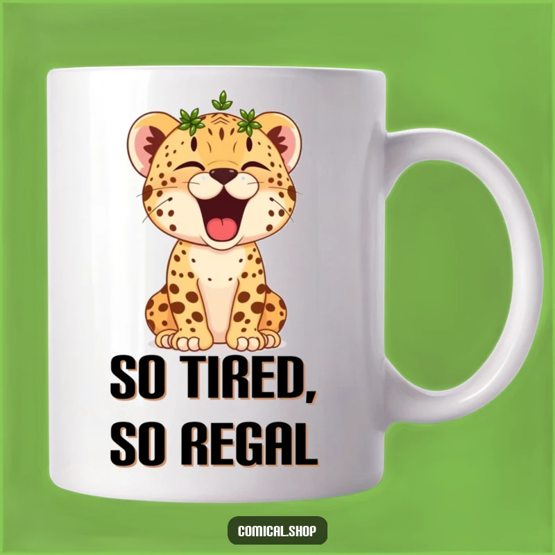Funny Cheetah Cub Yawn Mug: Sleepy Victor Crowned, Hilarious Naptime Gift
