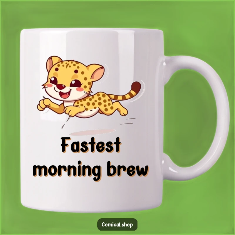 Funny Cheetah Sprint Mug: Effortless Grace for a Hilarious Gift