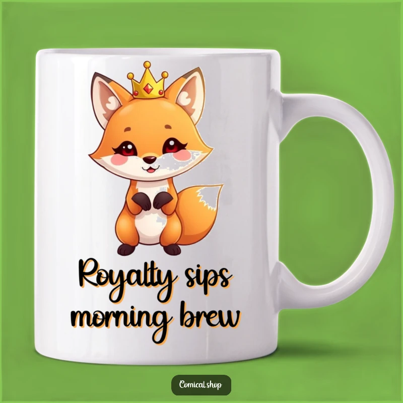 Funny Royal Fox Mug: Adorable Crowned Fox, Perfect Funny Gift for Animal Lovers