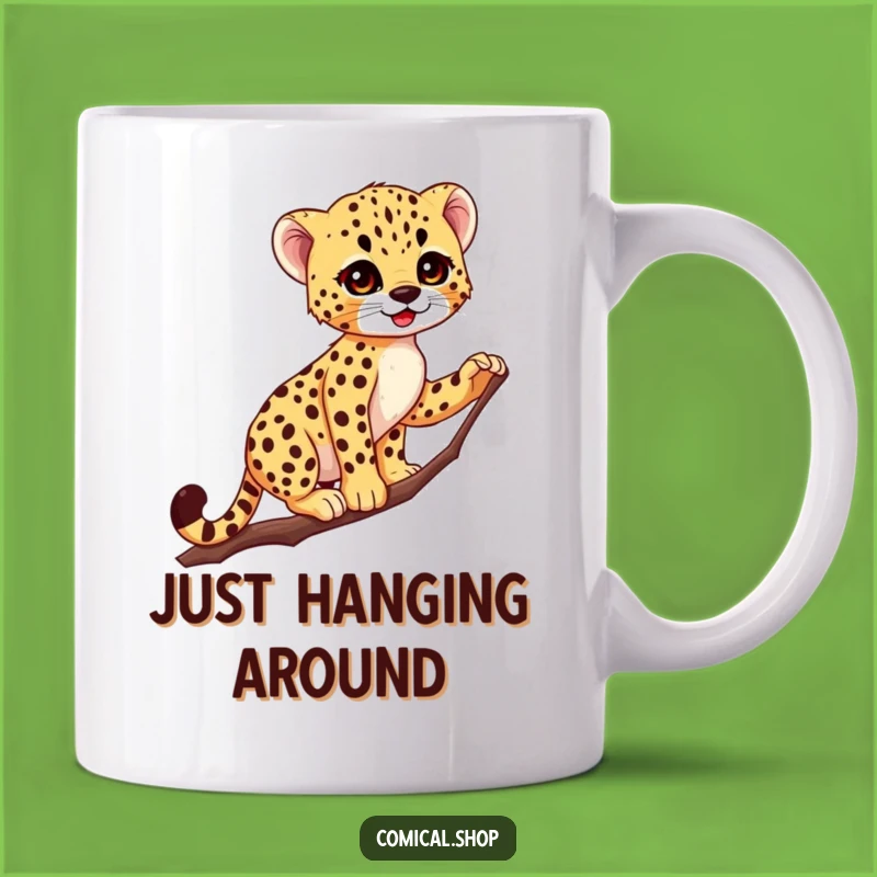 Funny Cheetah Cub Acrobat Mug: Graceful Spotty Surprise, Perfect Gift for Animal Lovers