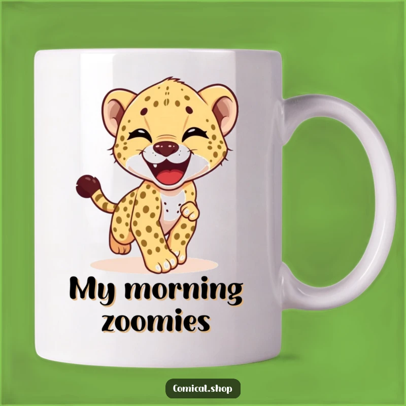 Funny Cheetah Cub Joyful Tail Chase Mug - Perfect Gift for Animal Lovers