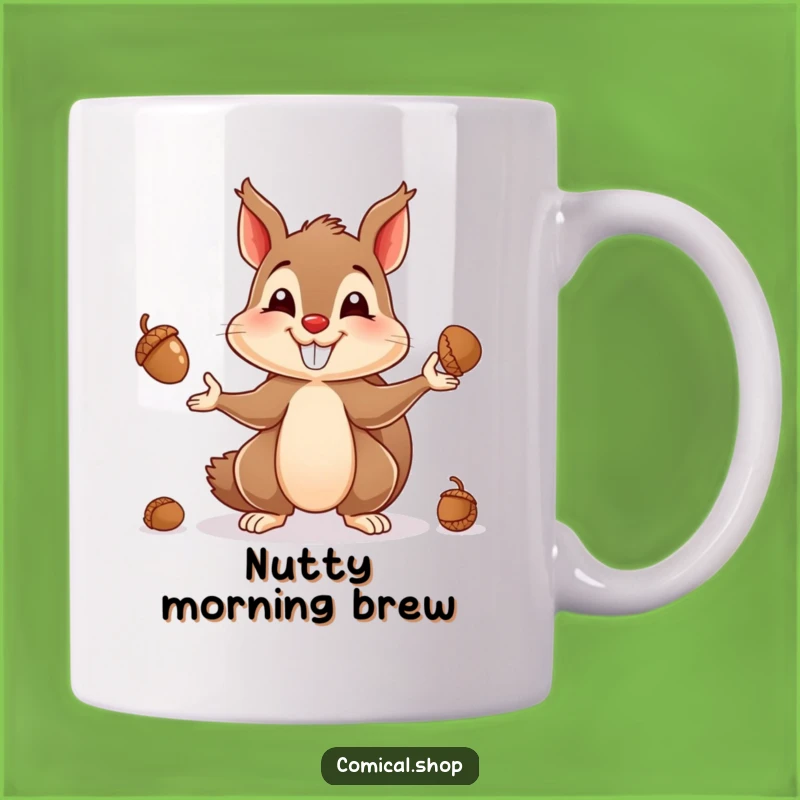 Funny Squirrel Juggling Mug - Mischievous Nutty Gift for a Grinning Friend