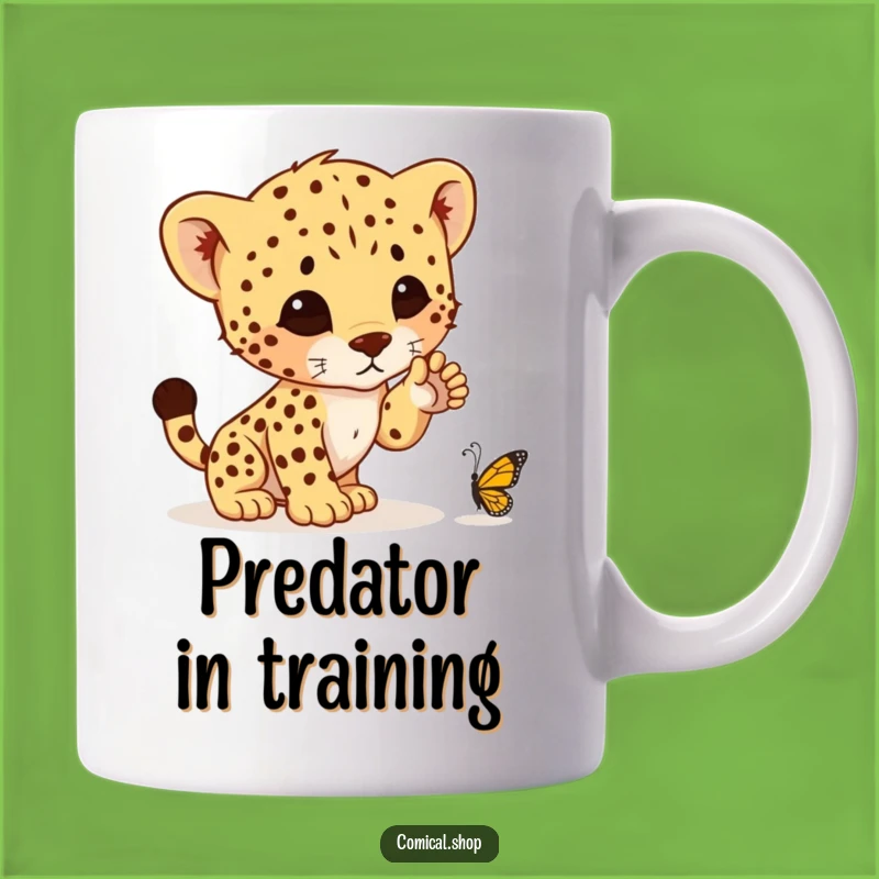 Funny Cheetah Cub Pounce Mug - Adorable Hunter Ready for Laughs, Perfect Gift