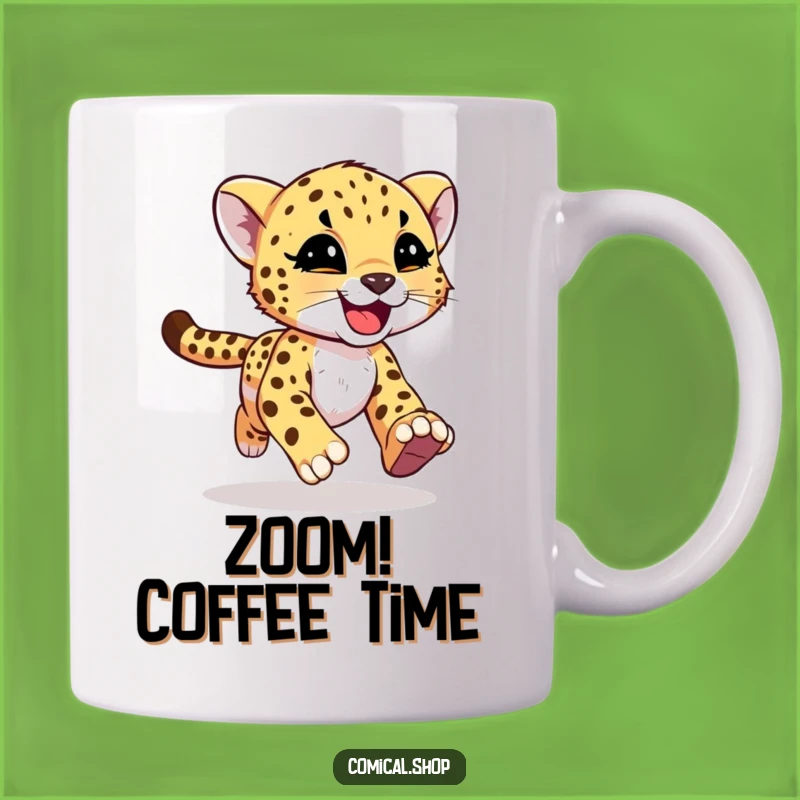 Funny Cheetah Cub Running Mug Gift - Joyful Speed and Animal Humor