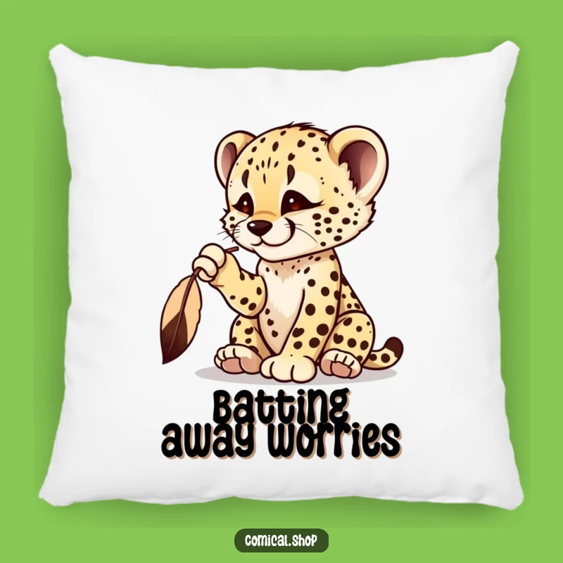 Funny Cheetah Cub Feather Pillow - Cozy Playful Comfort