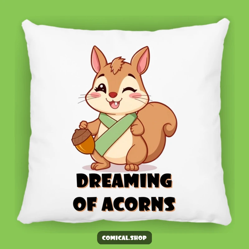 Funny Squirrel Sash Pillow: Soft Cheerful Acorn Cushion, Cozy Funny Gift for Lounging