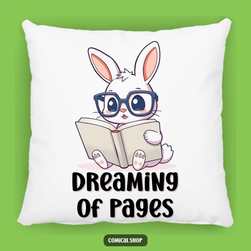 Funny Bunny Reading Pillow - Cozy Glasses Bookworm Cushion, Adorable Funny Gift