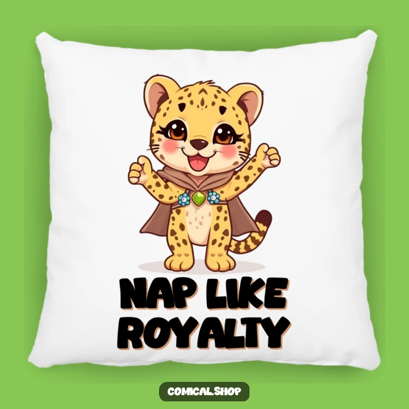 Funny Cheetah Cub Cape Pillow: Cozy & Sparkly Gift for Cheetah Enthusiasts
