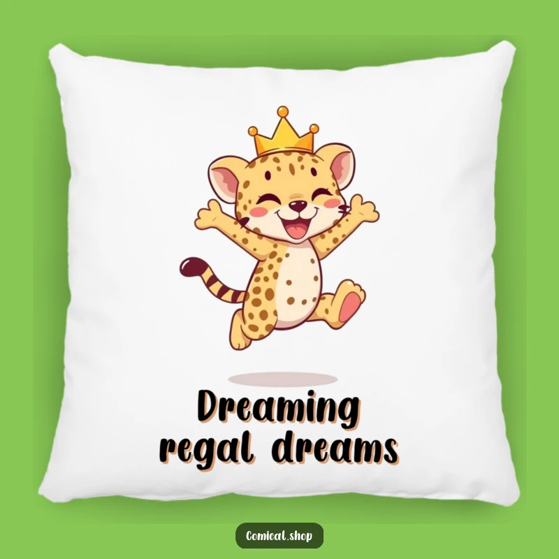 Funny Cheetah Cub Crown Pillow - Cozy Royal Comfort