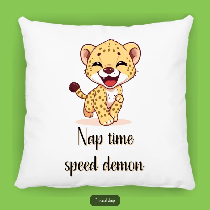 Funny Cheetah Cub Pillow - Comfy & Hilarious Joyful Tail Chase Decor