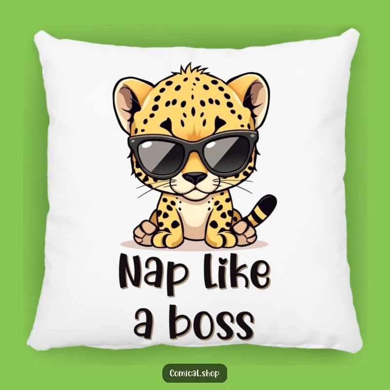 Funny Cheetah Cub Pillow: Cozy Cool Cub Accent for Your Living Space