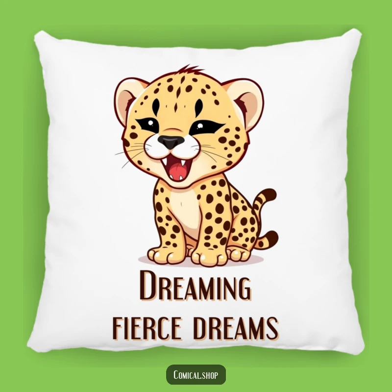 Funny Cheetah Cub Roar Pillow - Tiny Fierce Predator Cozy Humor Gift
