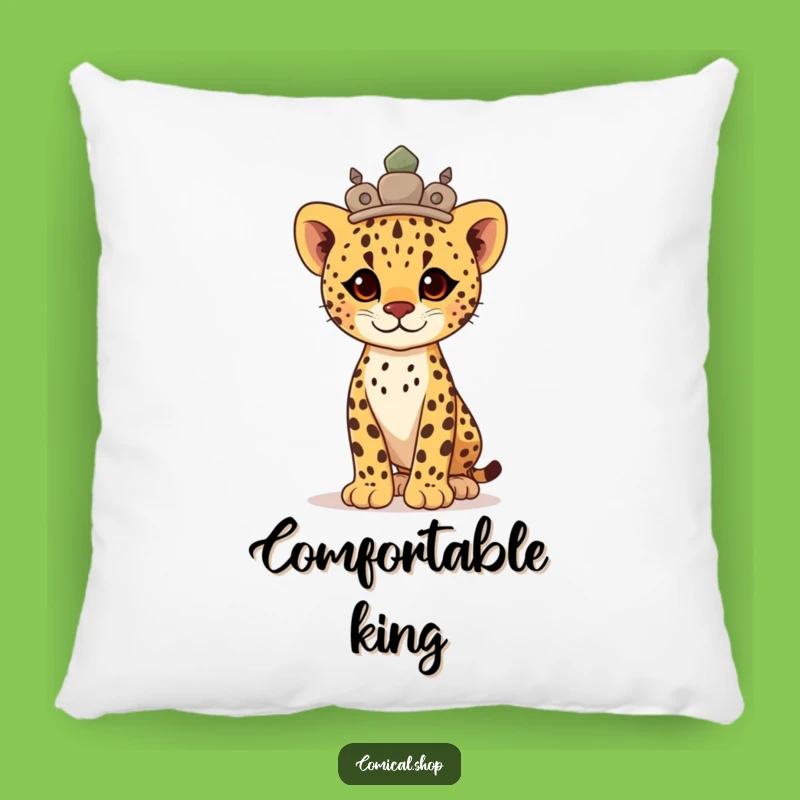 Funny Proud Cheetah Cub Crown Pillow: Soft & Majestic Gift for Comfort
