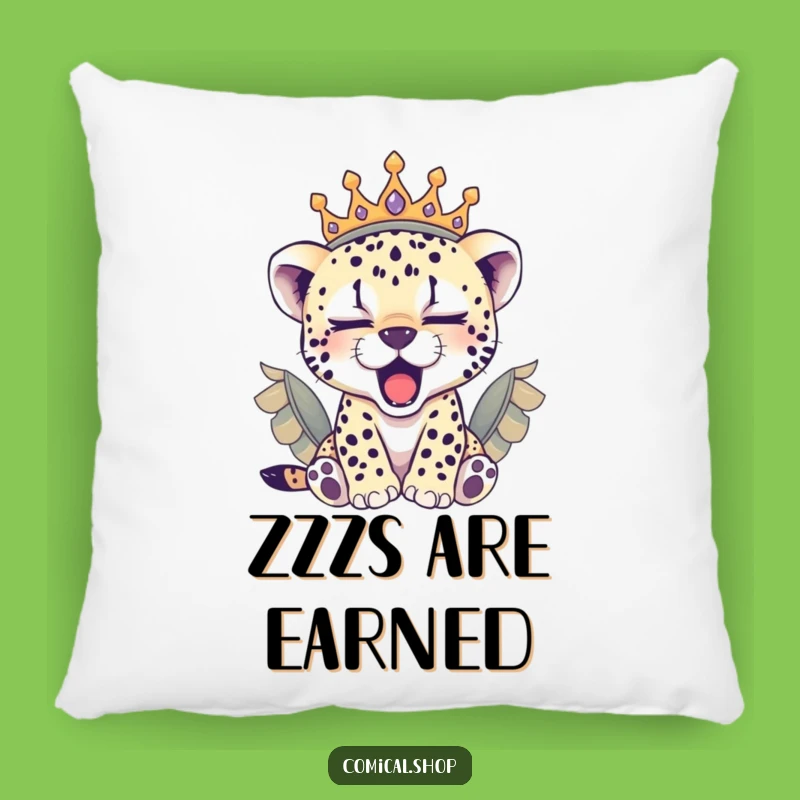 Funny Sleepy Cheetah Cub Crown Pillow: Soft & Royal Gift for Relaxation