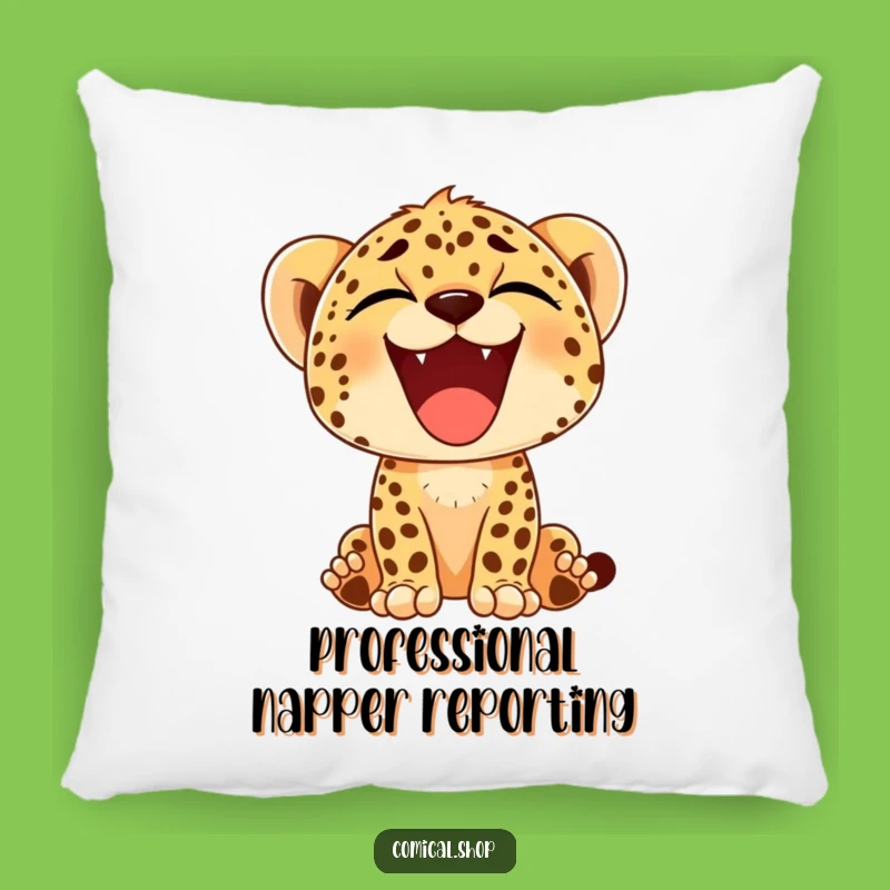 Funny Cheetah Cub Yawn Pillow - Soft & Comfy Happy Smile Decor