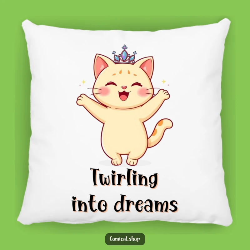 Funny Cat Tiara Pillow: Soft Twirling Feline Cushion, Cozy Funny Gift for Cat Naps