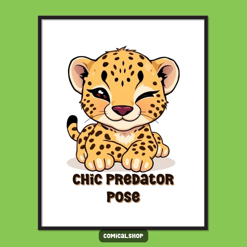 Funny Cheetah Cub Wink Digital Art: Cool Cat Charm for Your Walls
