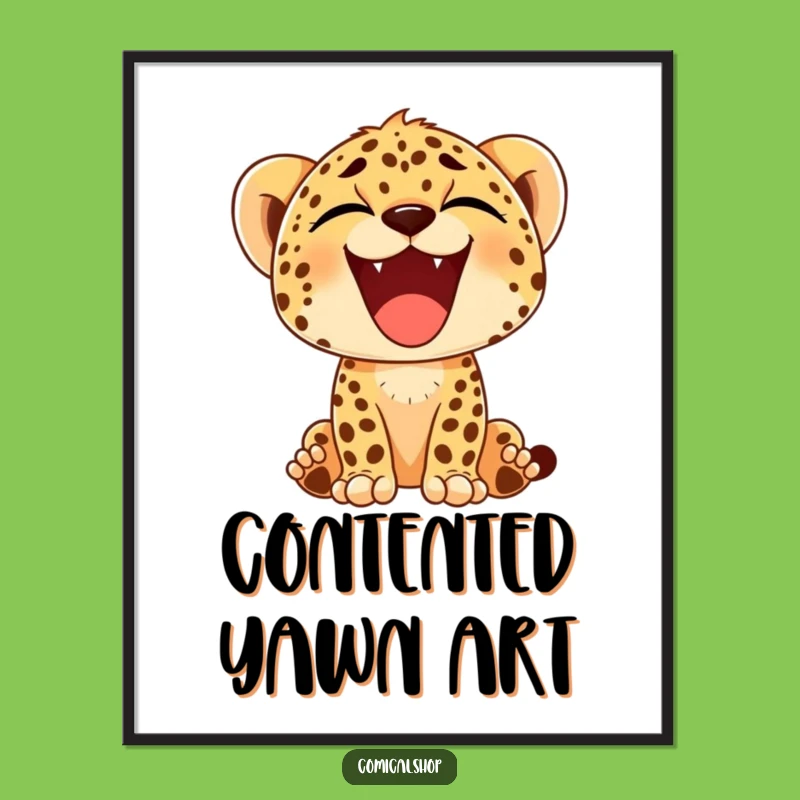 Funny Cheetah Cub Yawn Digital Art - Instant Happy Smiles Download