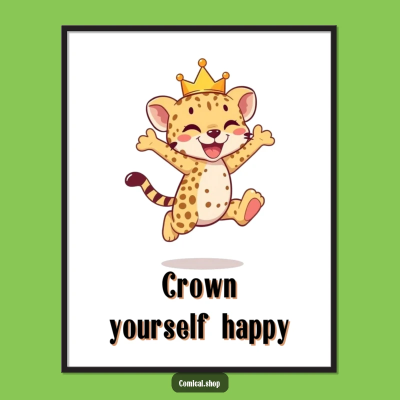 Funny Cheetah Cub Crown Digital Art - Instant Royal Joy Download